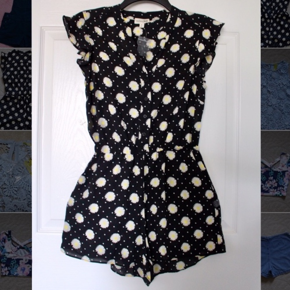 MASION JULES Ruffled sleeve black romper